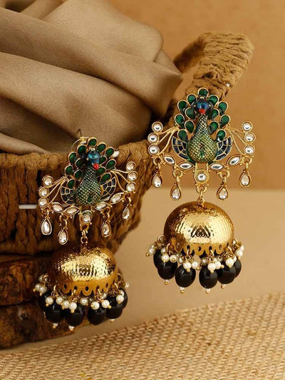 earrings - Bling Bag Jet Moresh Golden Jhumki