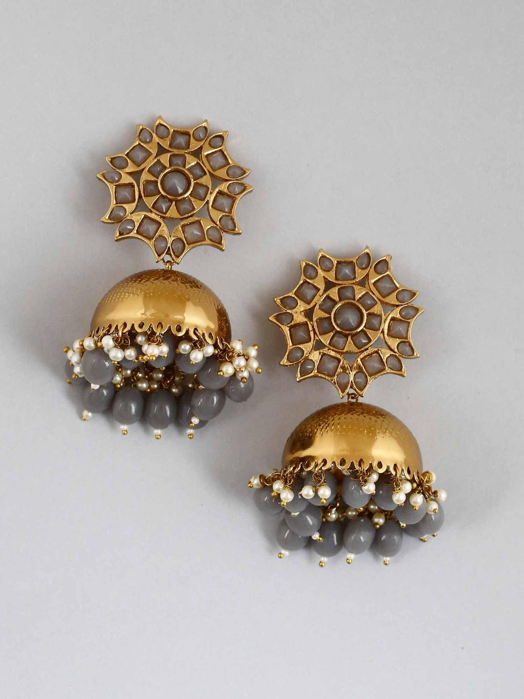 earrings - Bling Bag Grey Archana Jhumki Earrings