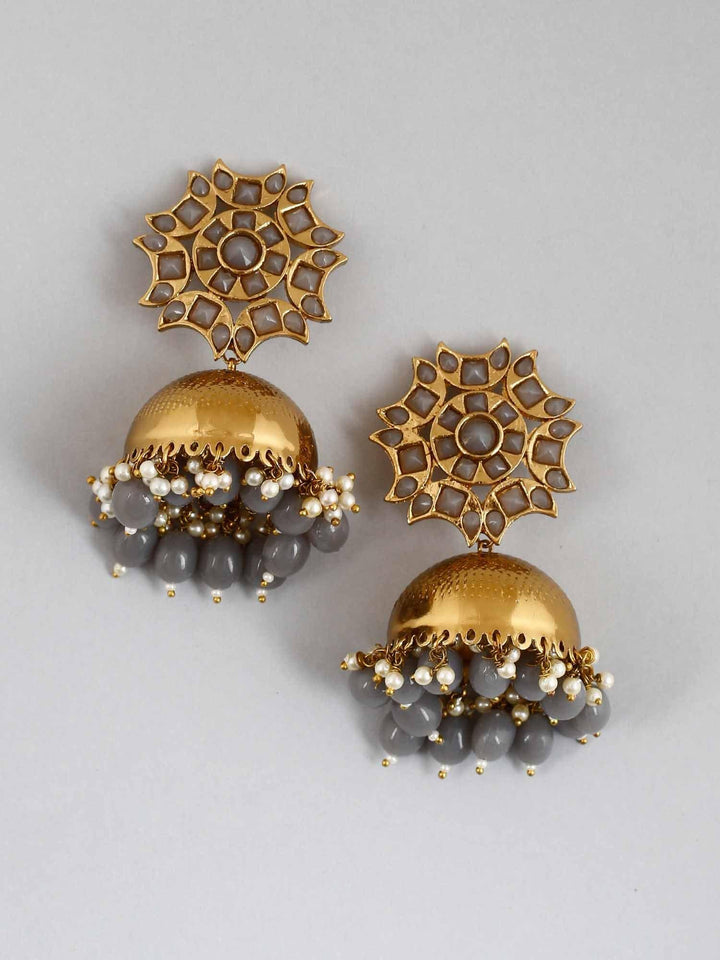 earrings - Bling Bag Grey Archana Jhumki Earrings