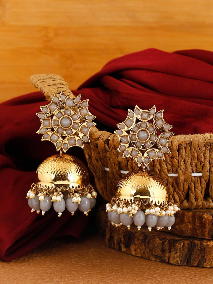 earrings - Bling Bag Grey Archana Jhumki Earrings
