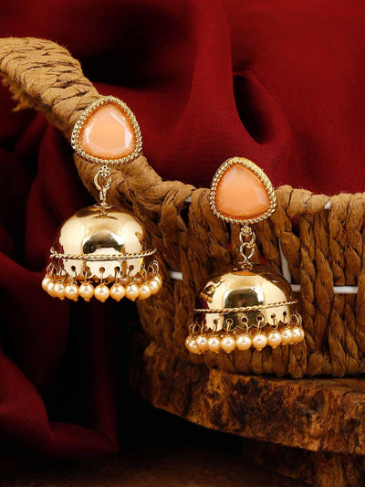 earrings - Bling Bag Peach Chainika Jhumki Earrings