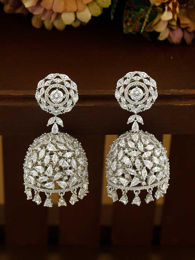 earrings - Bling Bag Silver Amara Zirconia Jhumki