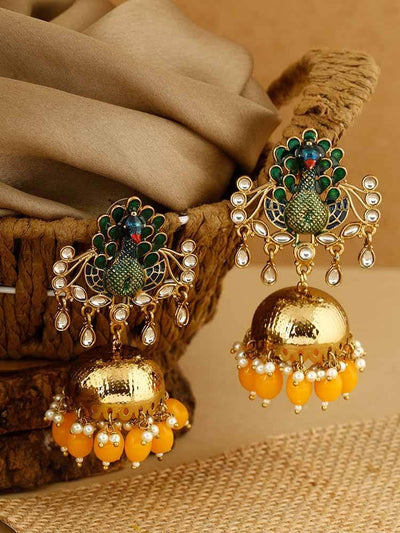 earrings - Bling Bag Mustard Moresh Golden Jhumki