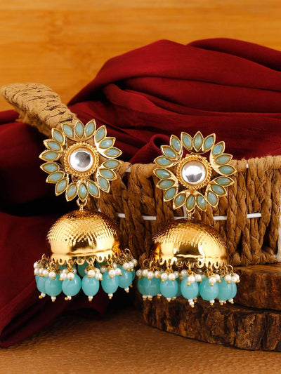earrings - Bling Bag Turquoise Charita Jhumki Earrings