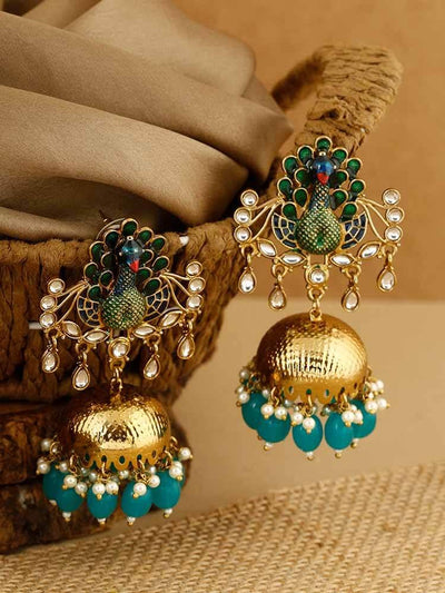 earrings - Bling Bag Rama Moresh Golden Jhumki