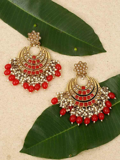 earrings - Bling Bag Red Aarav Chaandbali Earrings