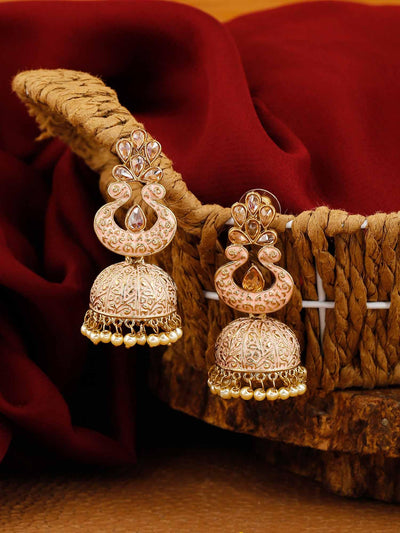 earrings - Bling Bag Peach Darpana Jhumki Earrings