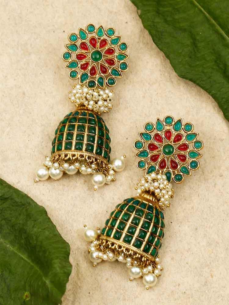 earrings - Bling Bag Eemrald Ekani Jhumkis