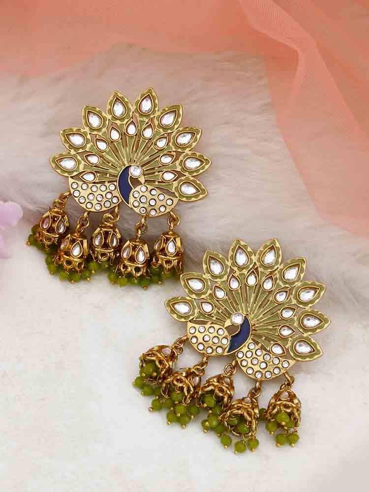 Olive Mayur Jhumkis - Bling Bag