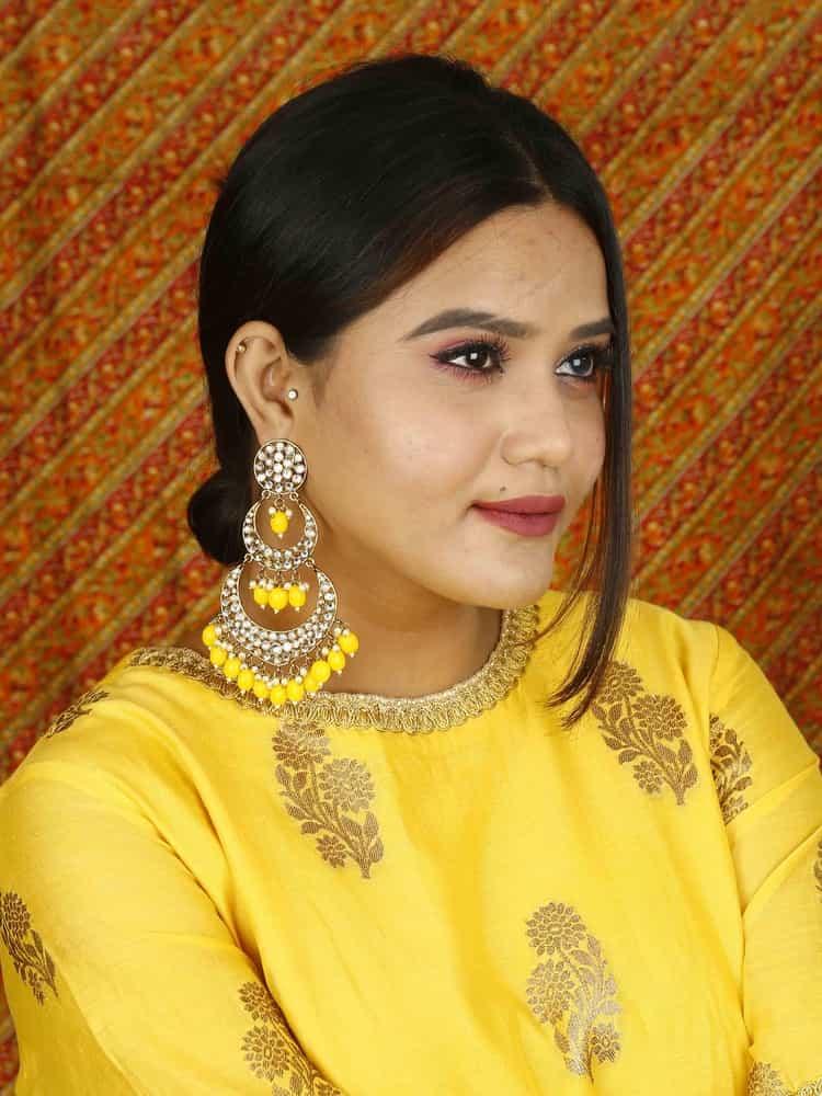 earrings - Bling Bag Lemon Layered Chaandbali Earrings