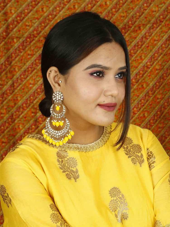 earrings - Bling Bag Lemon Layered Chaandbali Earrings