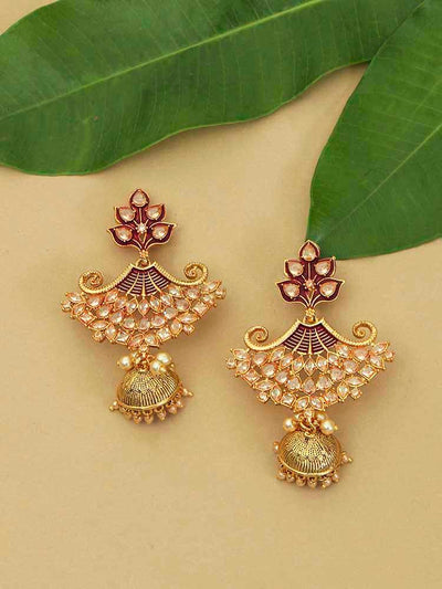 earrings - Bling Bag Maroon Divisha Jhumki Earrings