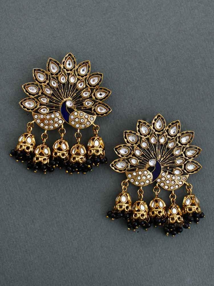 Jet Mayur Jhumkis - Bling Bag