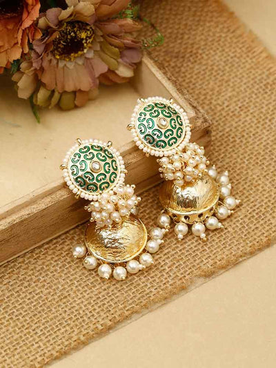 earrings - Bling Bag Emerald Riya Jhumki Earrings