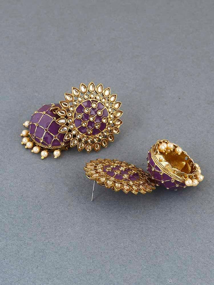 earrings - Bling Bag Purple Suraj Jhumki Earrings