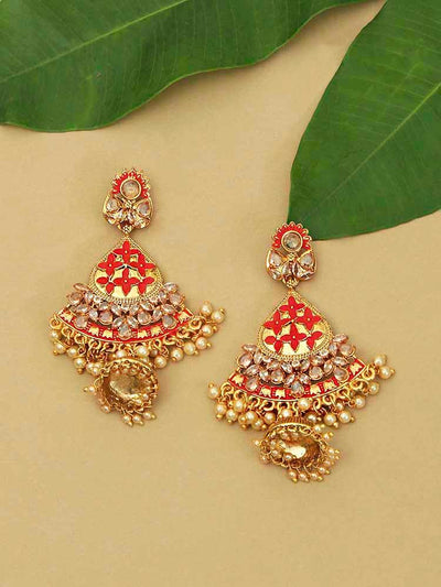 earrings - Bling Bag Red Siddhi Jhumki Earrings