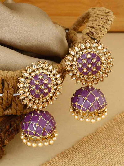 earrings - Bling Bag Purple Suraj Jhumki Earrings