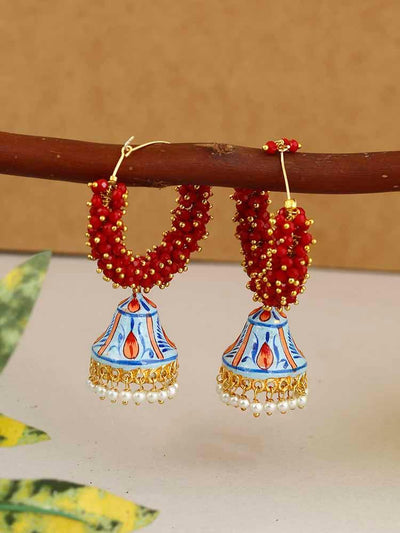 earrings - Bling Bag Maroon Sagrika Jhumki Earrings