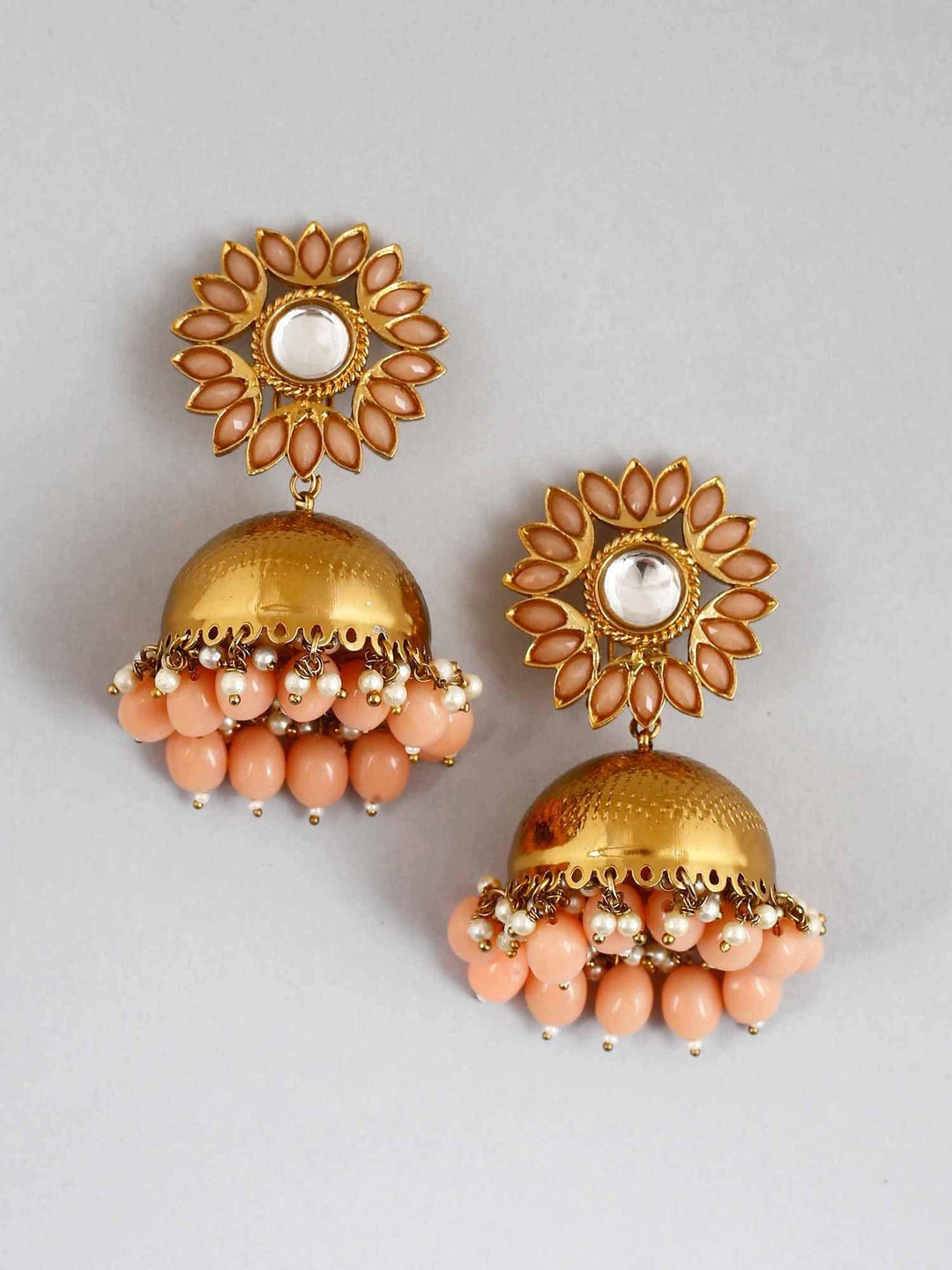 earrings - Bling Bag Peach Charita Jhumki Earrings