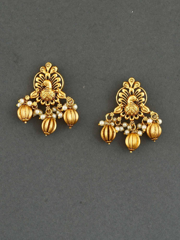 earrings - Bling Bag Peacock Sanvitha Gold Plated Earrings