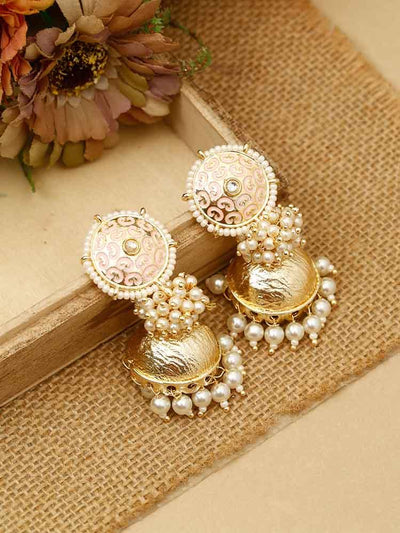 earrings - Bling Bag Light Pink Riya Jhumki Earrings
