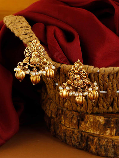 earrings - Bling Bag Peacock Sanvitha Gold Plated Earrings