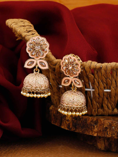 earrings - Bling Bag Peach Datta Jhumki Earrings
