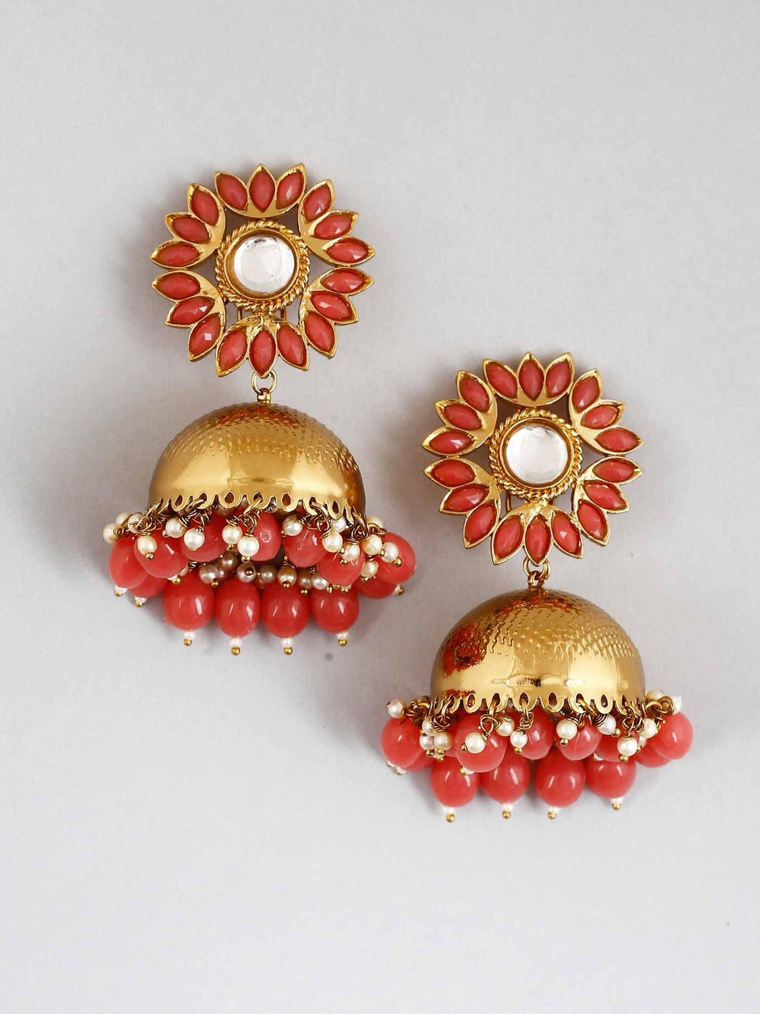 earrings - Bling Bag Coral Charita Jhumki Earrings