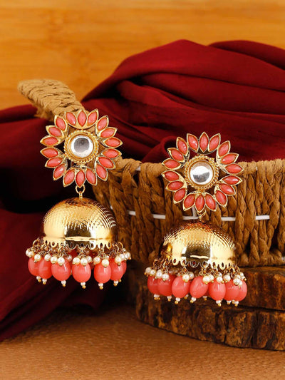 earrings - Bling Bag Coral Charita Jhumki Earrings