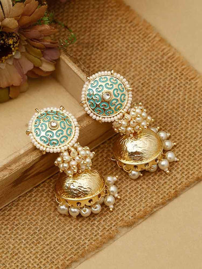 earrings - Bling Bag Turquoise Riya Jhumki Earrings
