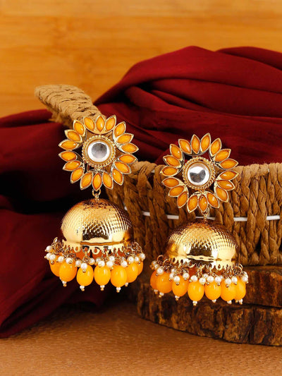 earrings - Bling Bag Mustard Charita Jhumki Earrings