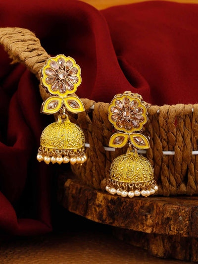 earrings - Bling Bag Lemon Datta Jhumki Earrings