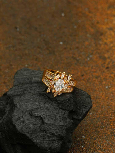 rings - Bling Bag Golden Padma Zirconia Ring