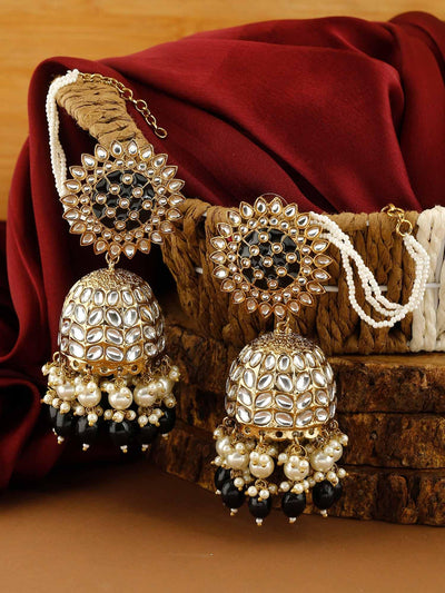 earrings - Bling Bag Jet Maharani Sahara Jhumkis