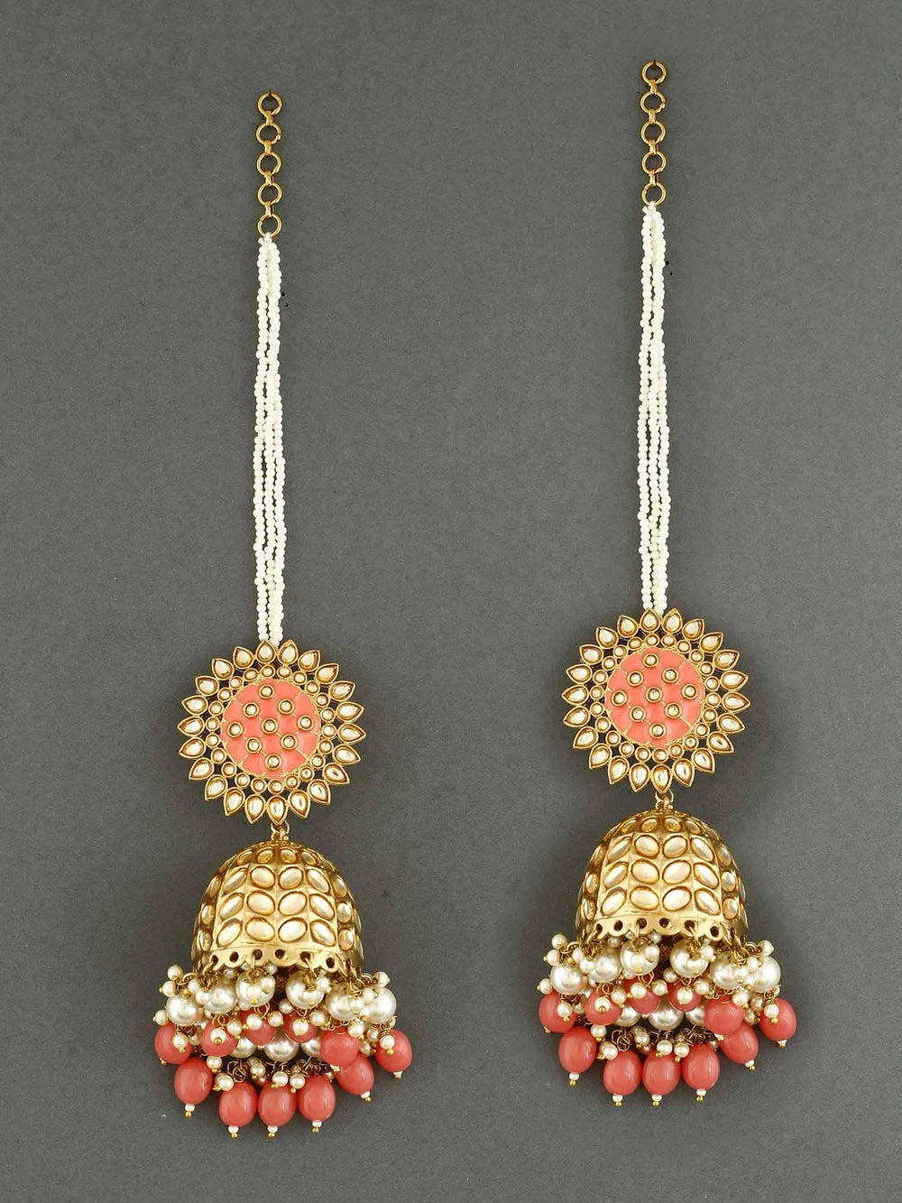 earrings - Bling Bag Coral Maharani Sahara Jhumkis