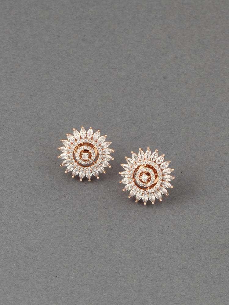earrings - Bling Bag Rose Gold Rida Zirconia Studs