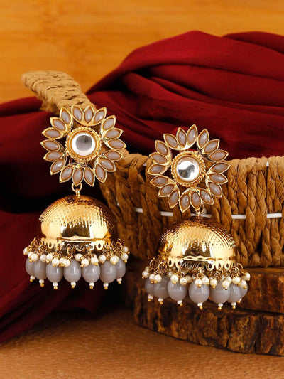 earrings - Bling Bag Grey Charita Jhumki Earrings