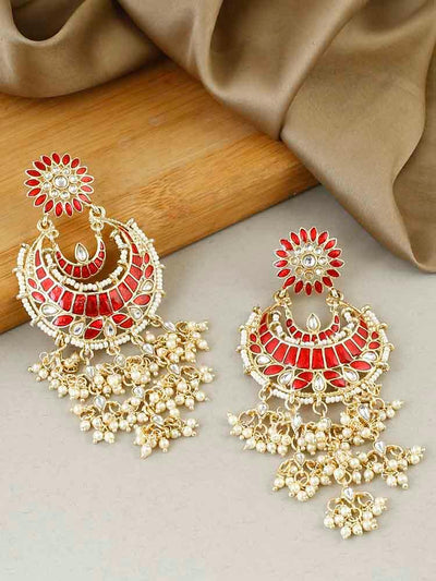 earrings - Bling Bag Red Danish Chaandbali Earrings