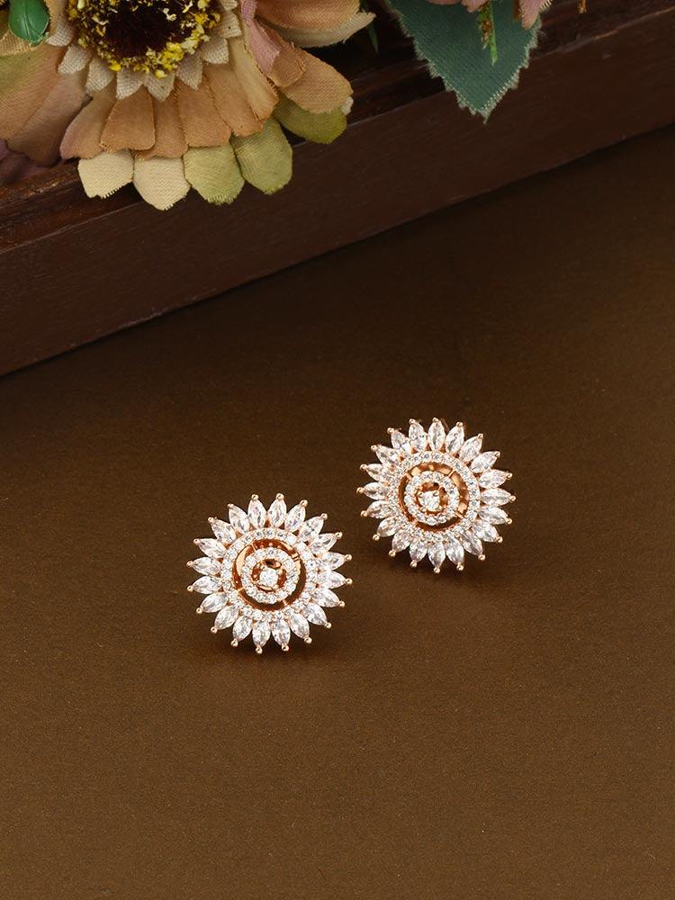 earrings - Bling Bag Rose Gold Rida Zirconia Studs