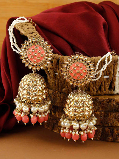 earrings - Bling Bag Coral Maharani Sahara Jhumkis