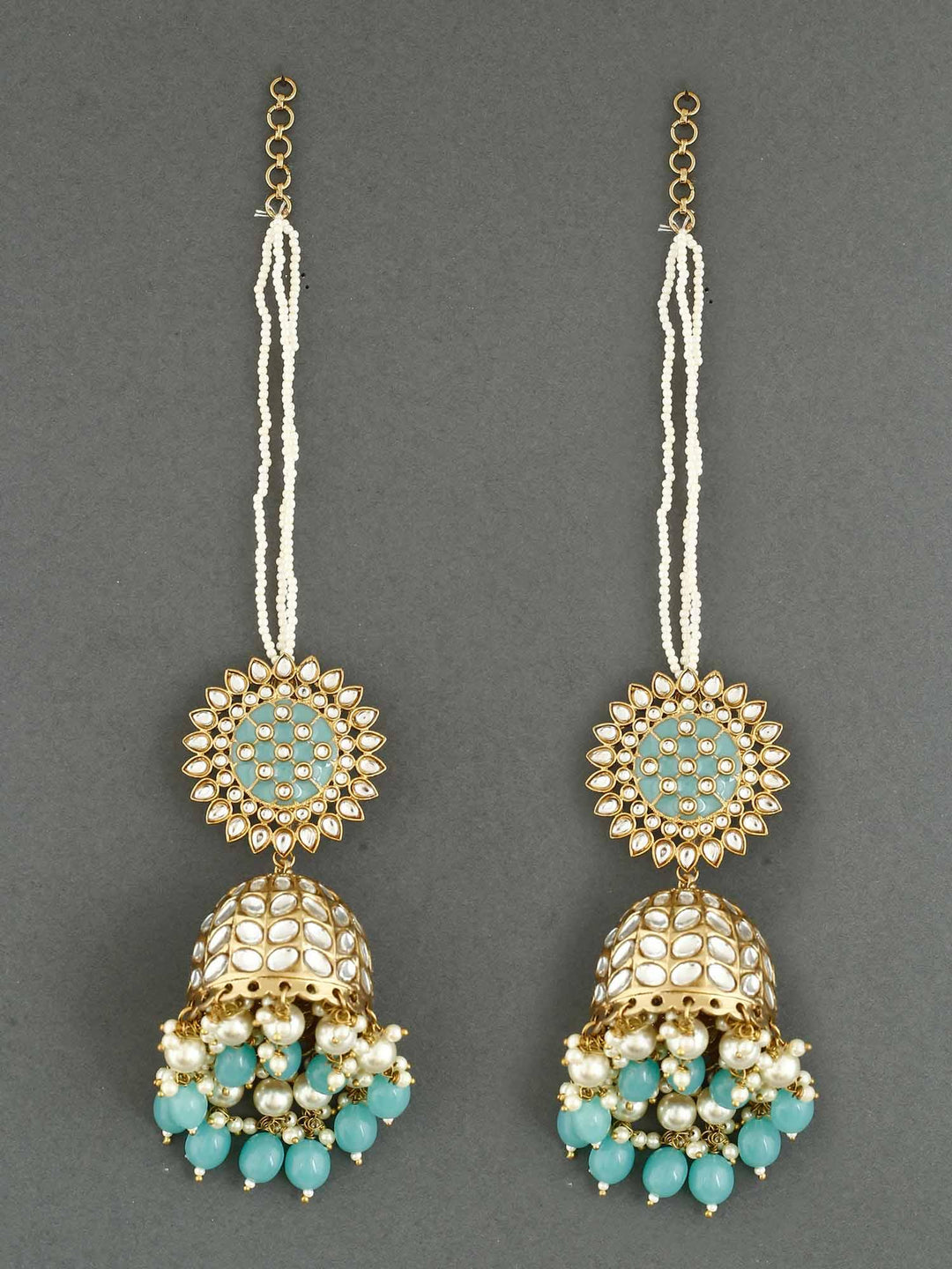 earrings - Bling Bag Turquoise Maharani Sahara Jhumkis