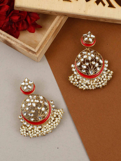 earrings - Bling Bag Red Udayati Chaandbali Earrings