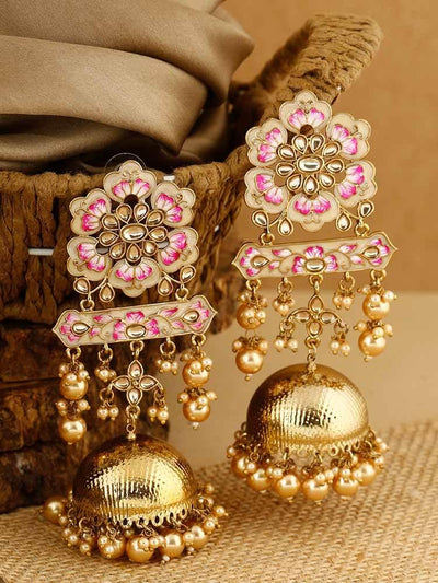 earrings - Bling Bag Golden Fulwari Jhumki Earrings