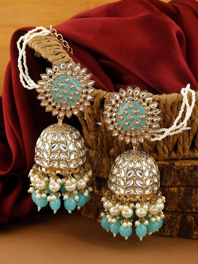 earrings - Bling Bag Turquoise Maharani Sahara Jhumkis