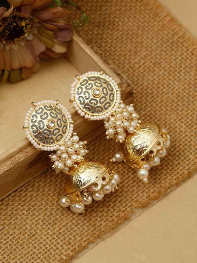 earrings - Bling Bag Grey Riya Jhumki Earrings