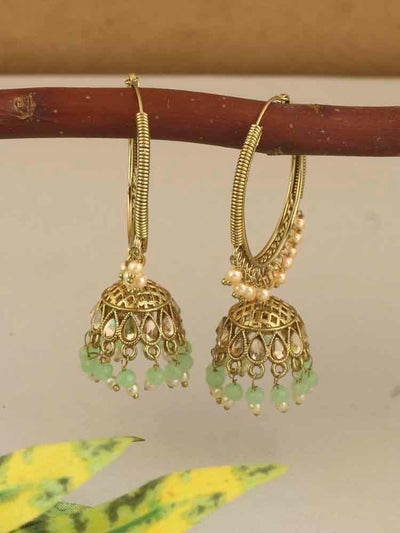 earrings - Bling Bag Mint Ritika Jhumki Earrings