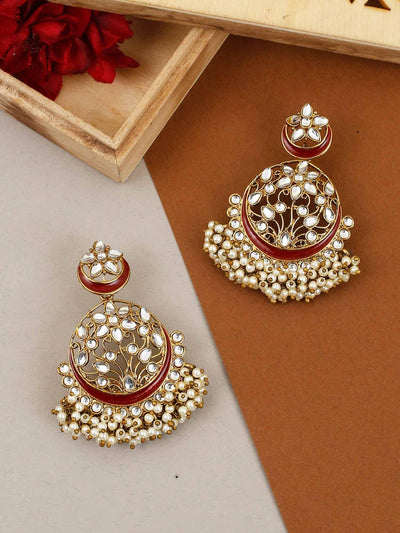earrings - Bling Bag Maroon Udayati Chaandbali Earrings