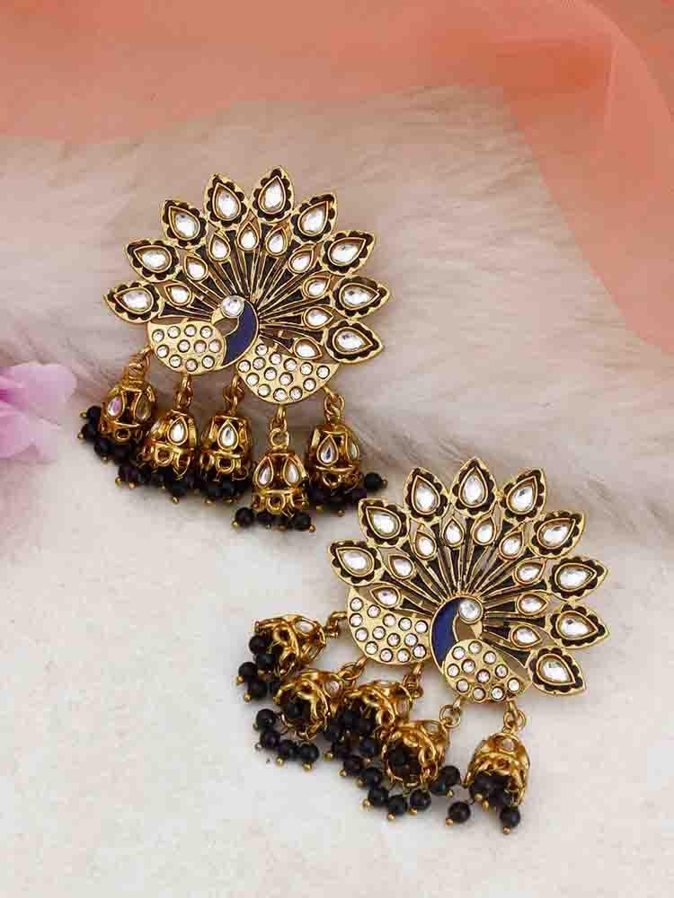 Jet Mayur Jhumkis - Bling Bag