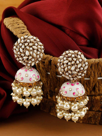 earrings - Bling Bag Ivory Daliha Jhumki Earrings