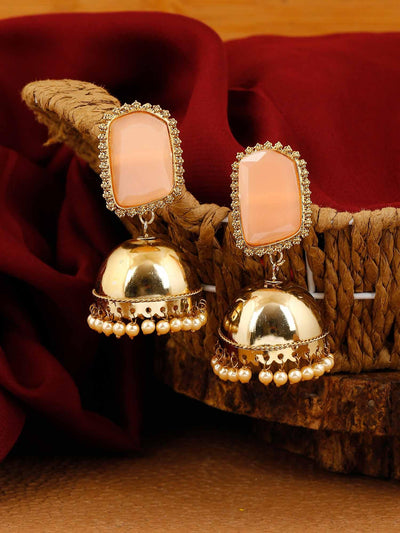 earrings - Bling Bag Peach Madhura Jhumki Earrings
